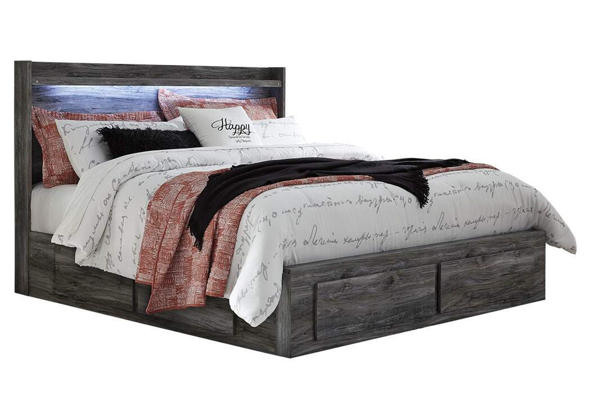 Baystorm King Panel Bed with 6 Storage Drawers and Dresser