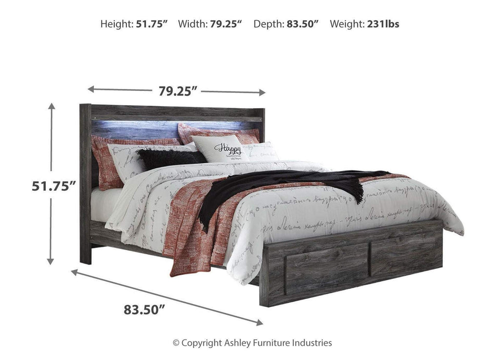 Baystorm King Panel Bed with 2 Storage Drawers dimensions