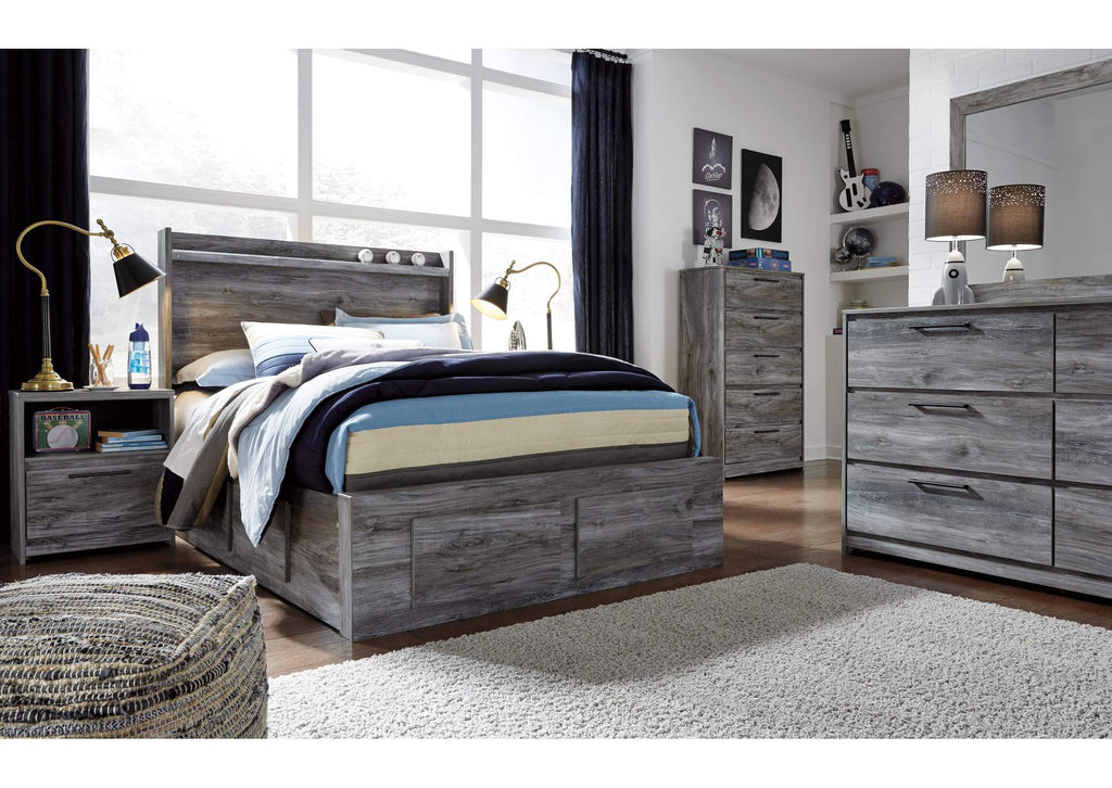 Baystorm Full Panel Bed with 6 Storage Drawers with Dresser