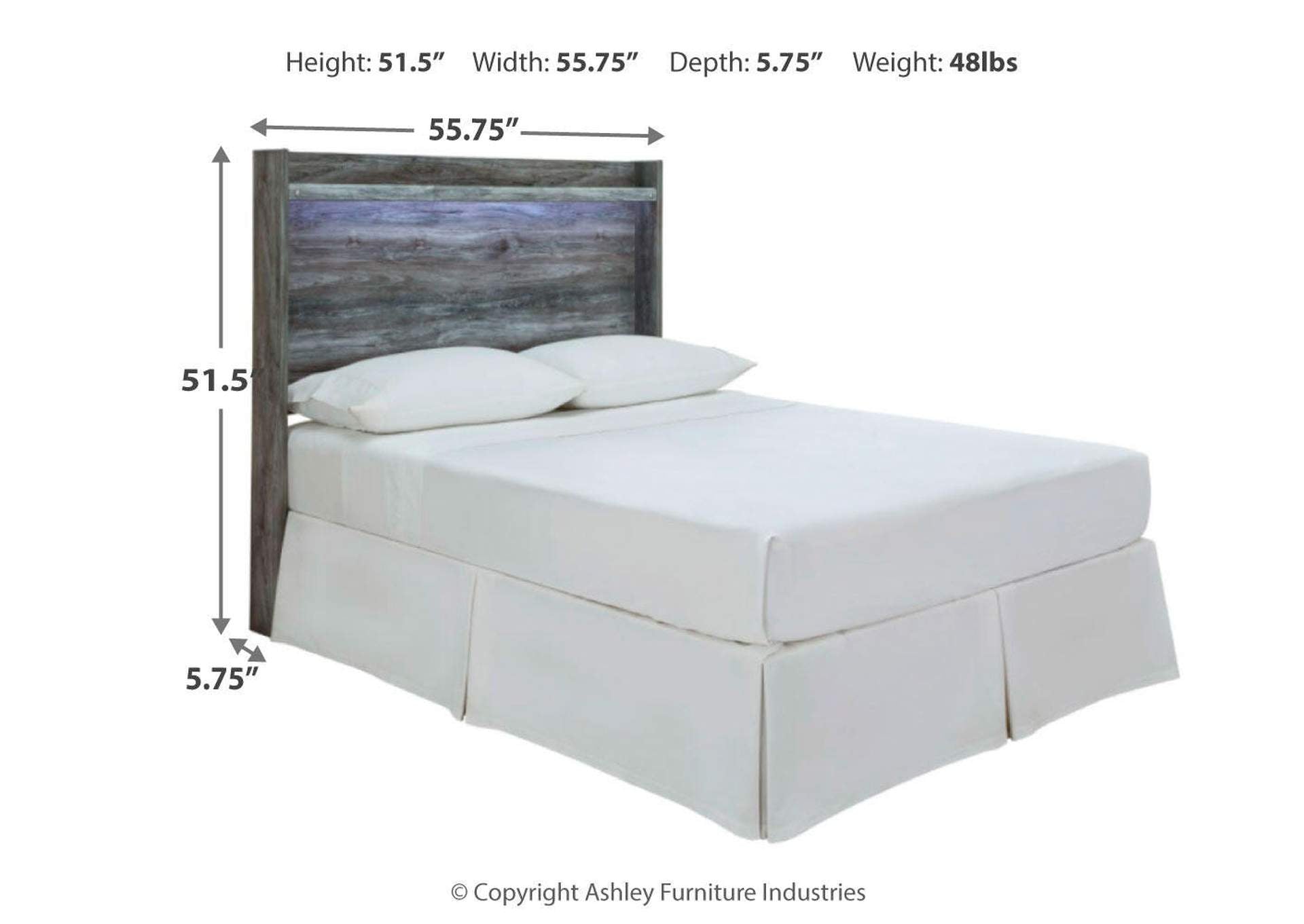 Baystorm Full Panel Headboard Bed with Dresser dimensions