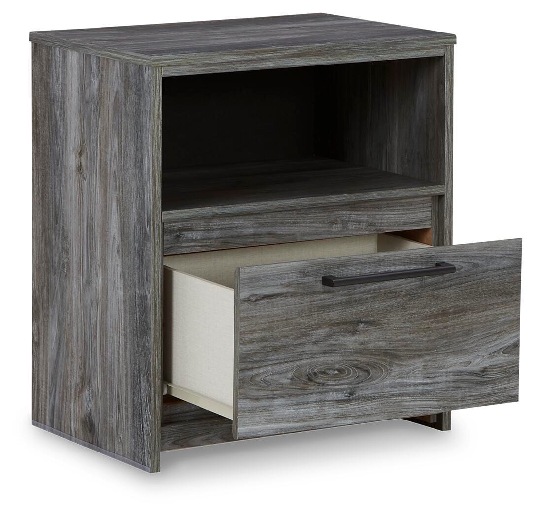 Baystorm Nightstand in Gray, open view