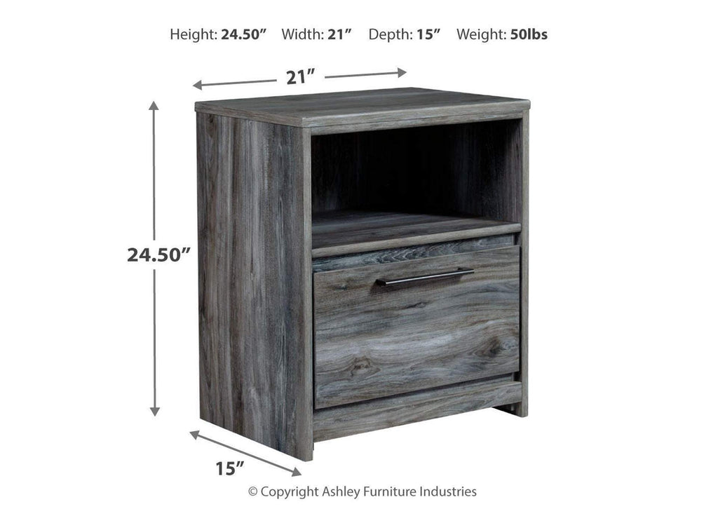 Baystorm King Panel Bed with 2 Storage Drawers with Mirrored Dresser, and Nightstand dimensions