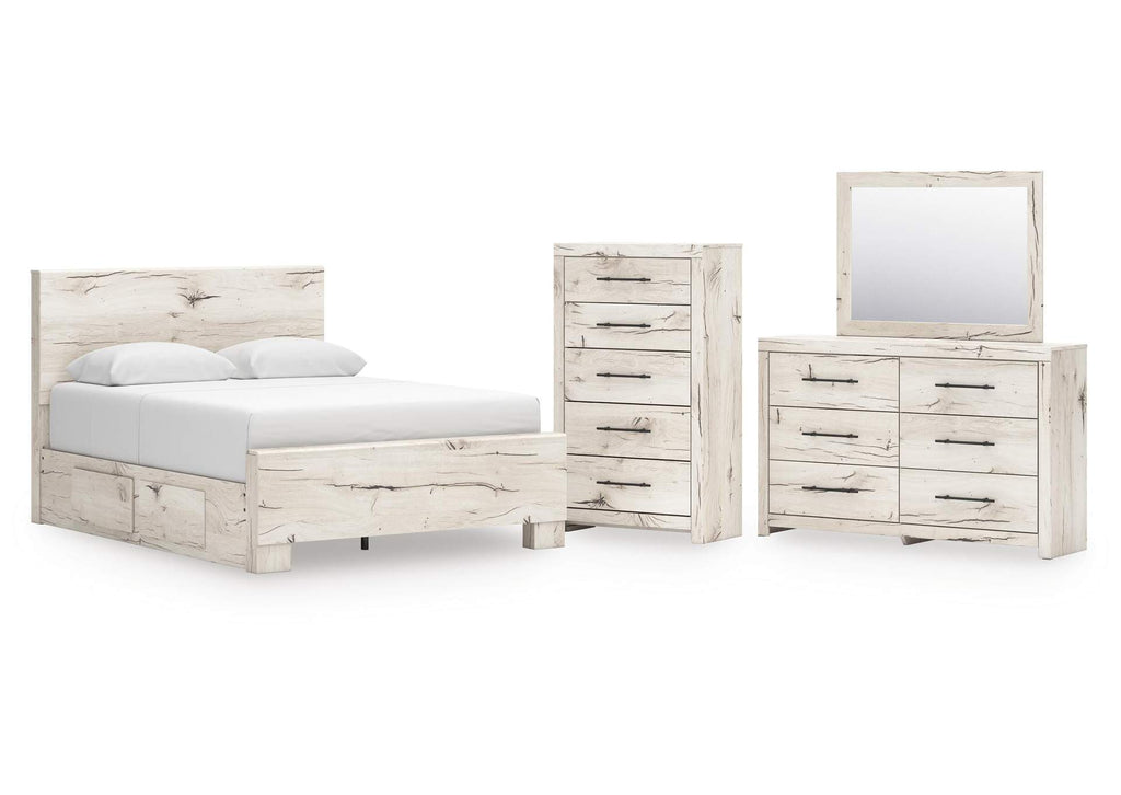 Lawroy Queen Panel Bed with Mirrored Dresser and Chest