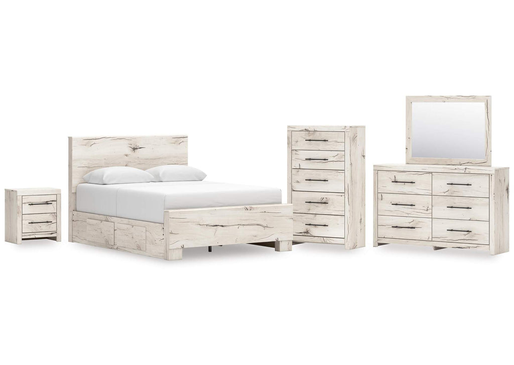 Lawroy Queen Panel Bed with Mirrored Dresser, Chest and Nightstand