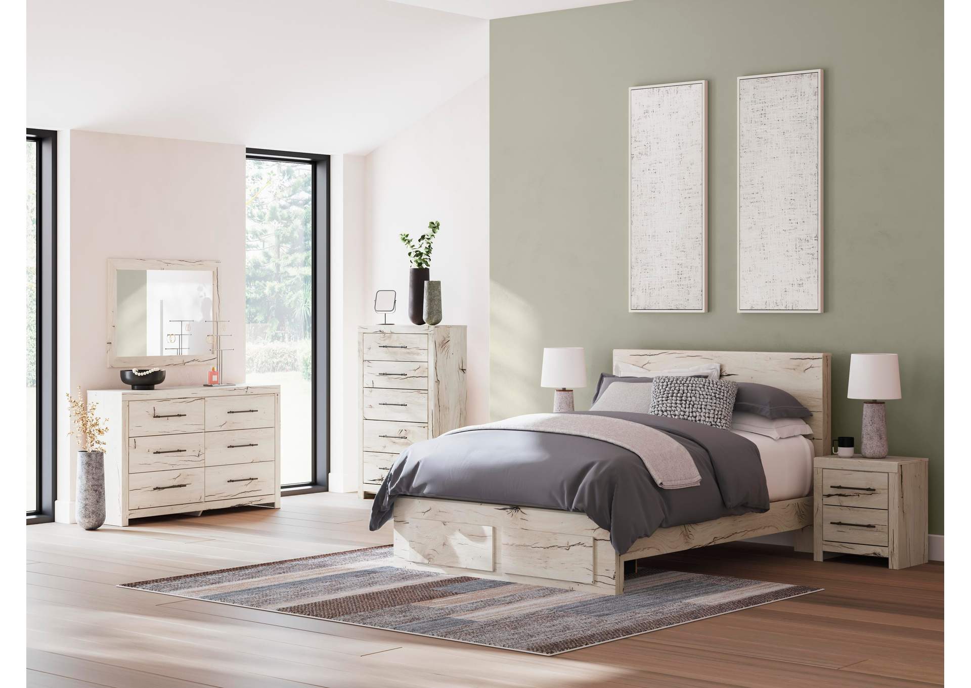 Lawroy Queen Panel Storage Bed, Dresser and Mirror