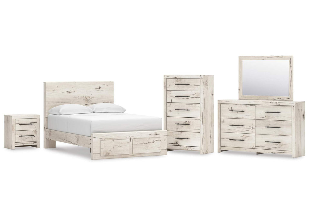 Lawroy Full Panel Storage Bed with Mirrored Dresser, Chest and Nightstand