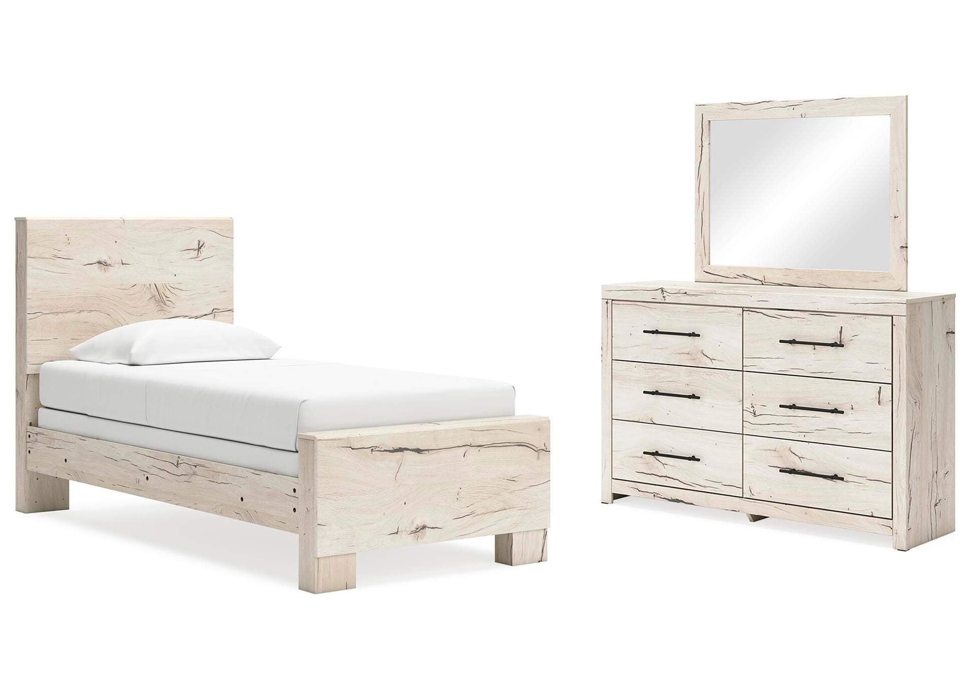 Lawroy Twin Panel Bed, Dresser and Mirror
