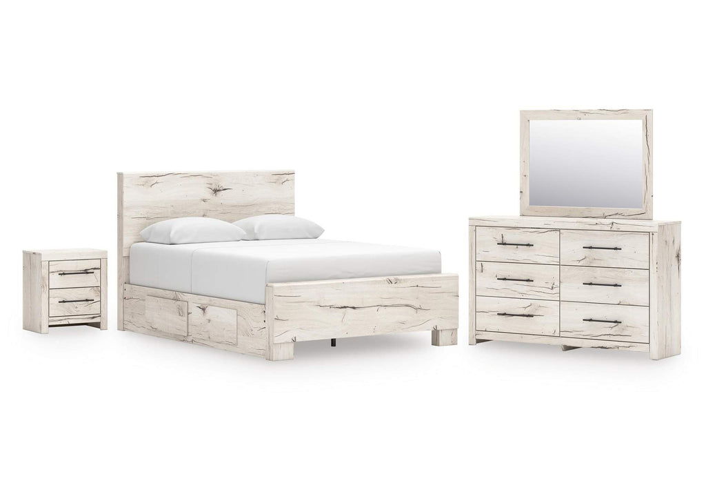 Lawroy Queen Panel Bed with Mirrored Dresser and Nightstand