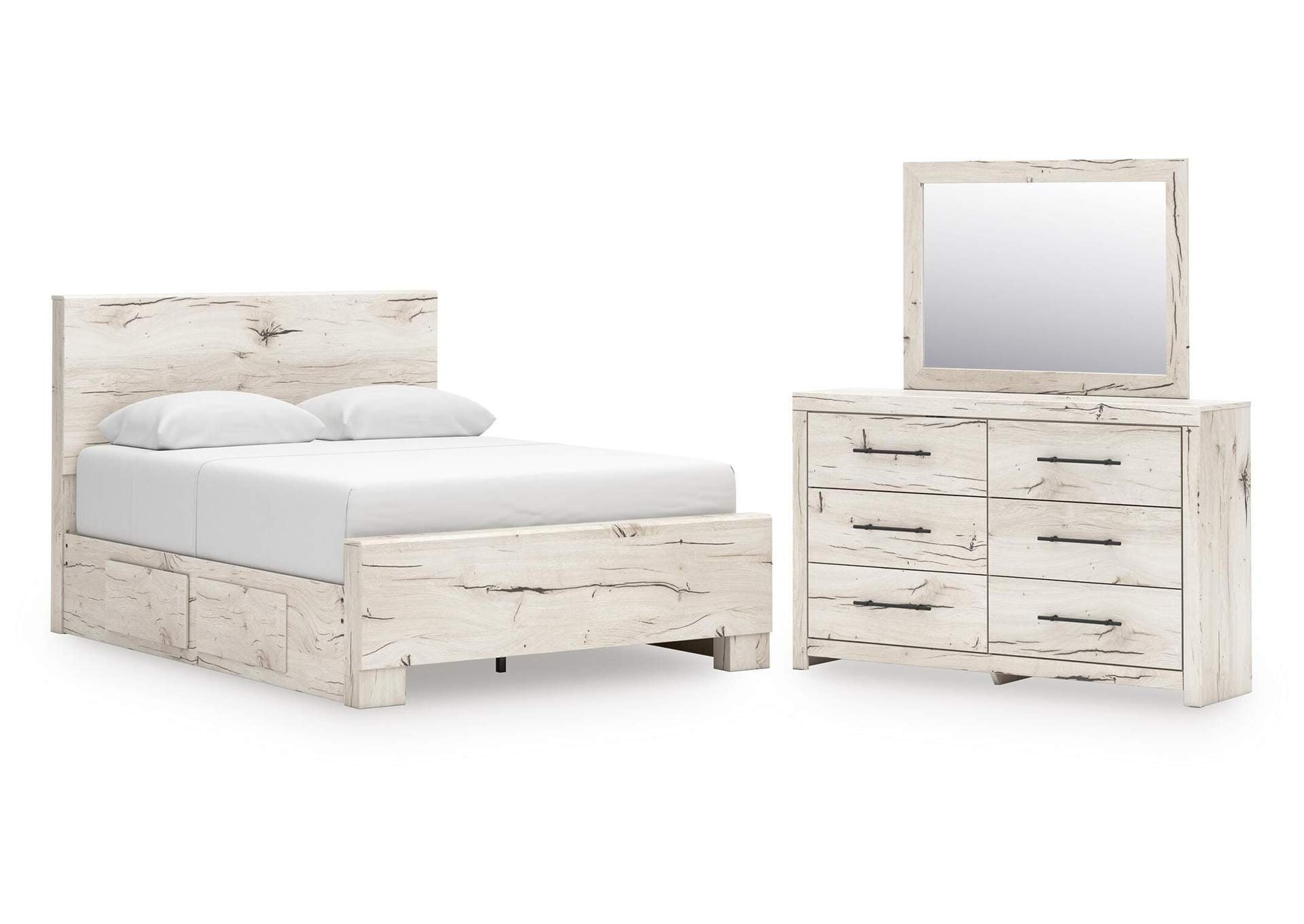Lawroy Queen Panel Bed with Mirrored Dresser