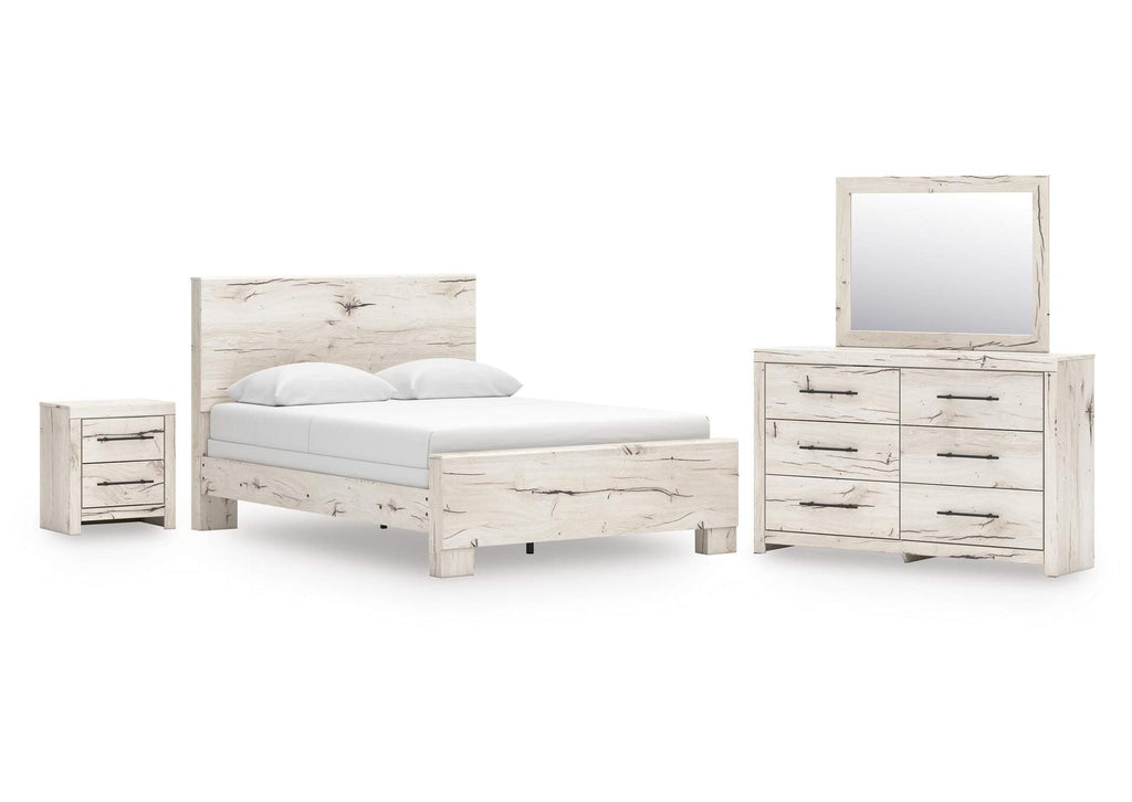Lawroy Queen Panel Bed with Mirrored Dresser and Nightstand