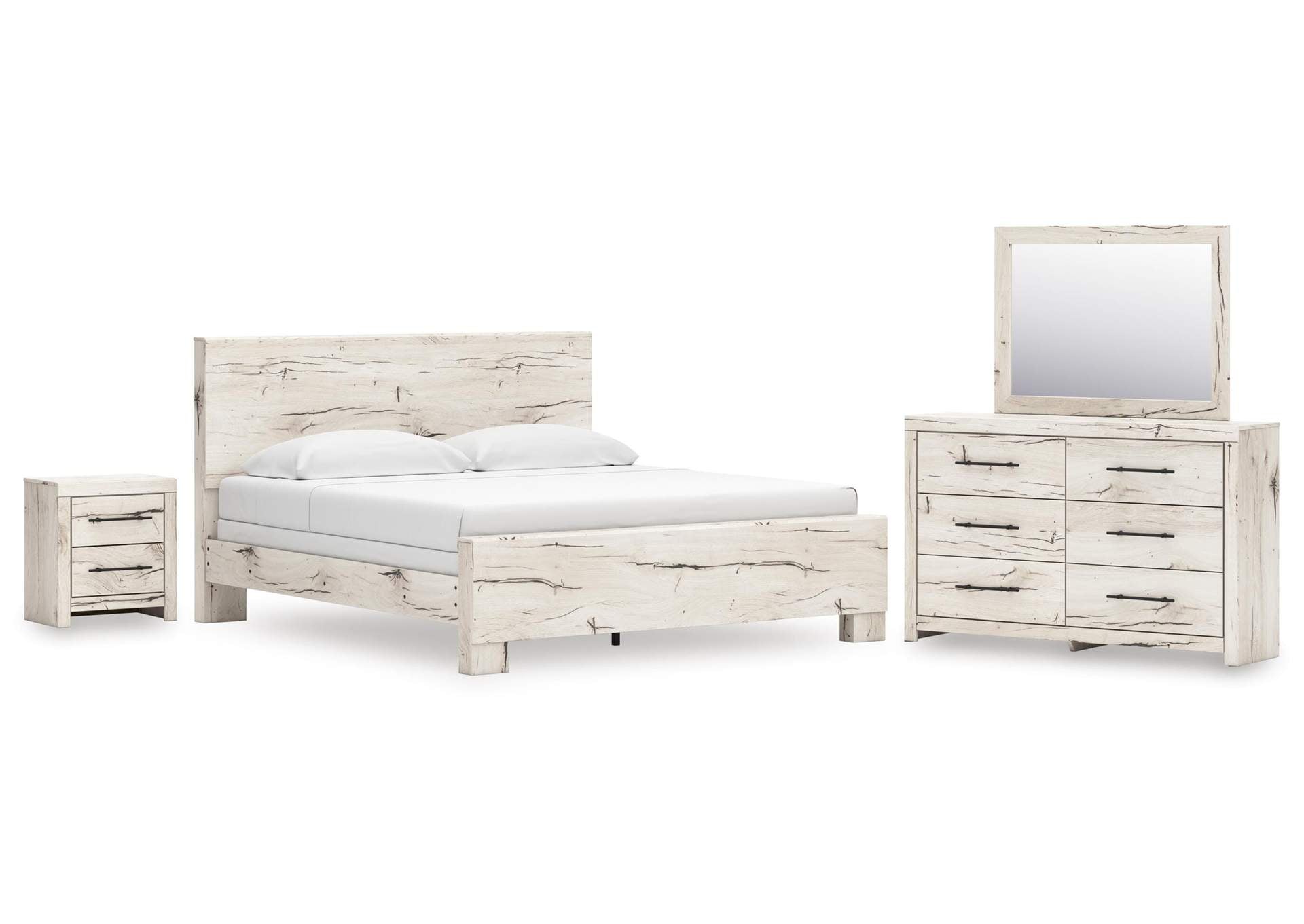 Lawroy King Panel Bed, Dresser, Mirror and Nightstand