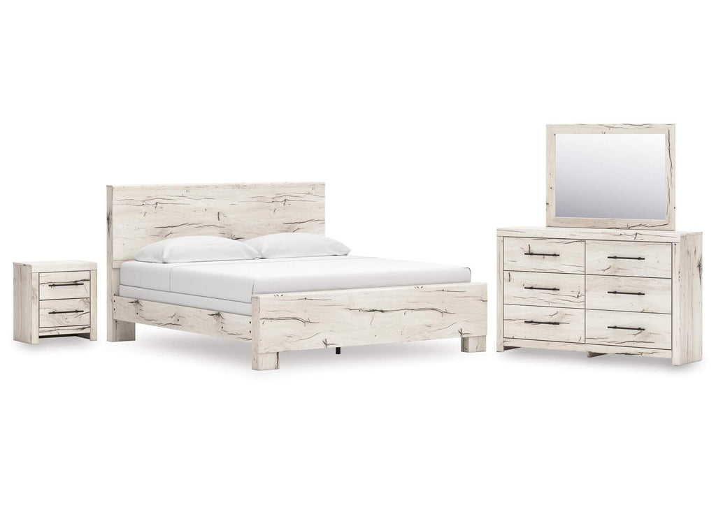 Lawroy King Panel Bed, Dresser, Mirror and Nightstand