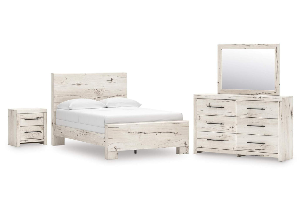 Lawroy Full Panel Bed with Mirrored Dresser and Nightstand