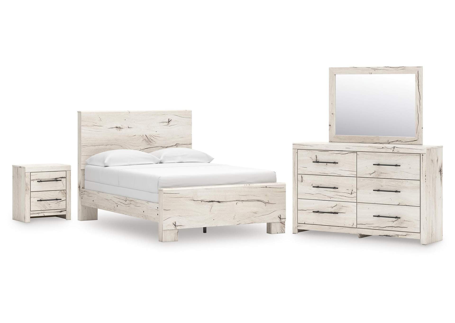 Lawroy Full Panel Bed with Mirrored Dresser and Nightstand