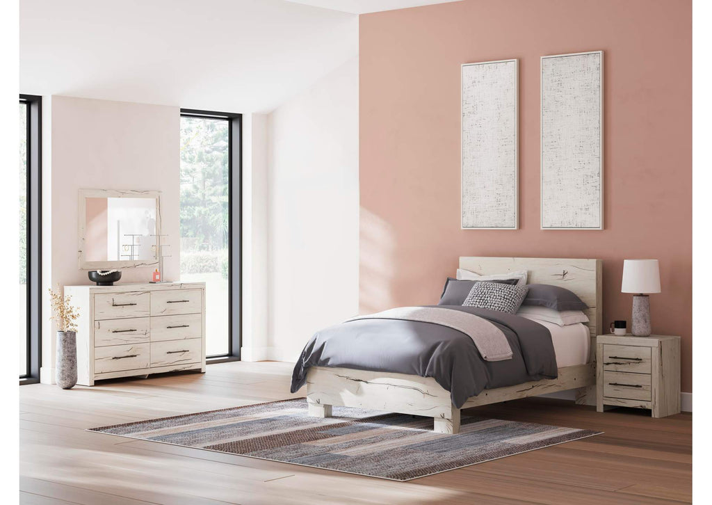 Lawroy Full Panel Bed with Mirrored Dresser and Nightstand