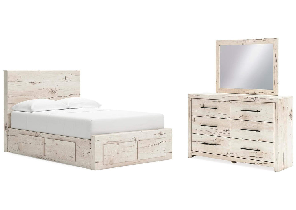 Lawroy Full Panel Storage Bed with Mirrored Dresser