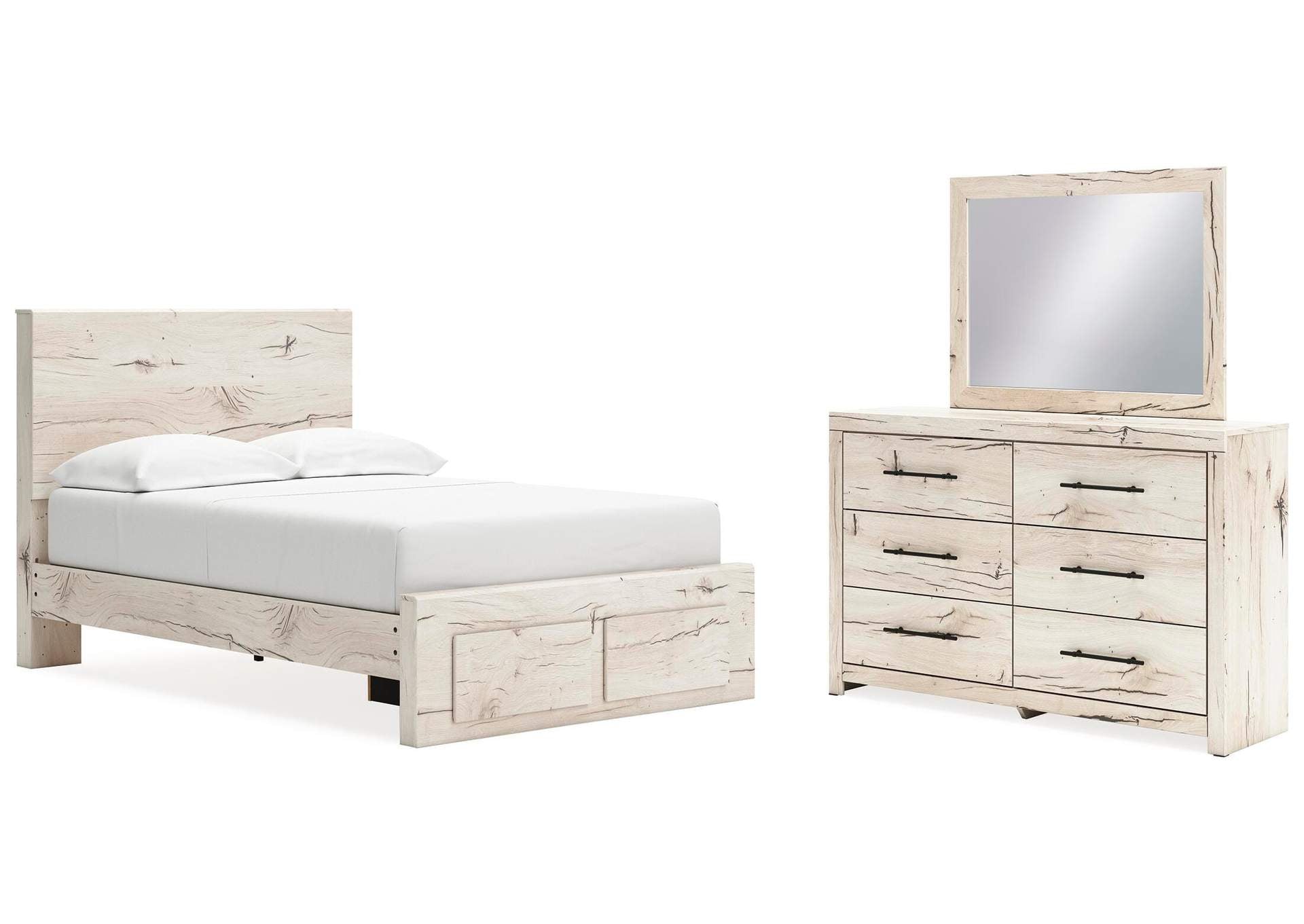 Lawroy Full Panel Storage Bed with Mirrored Dresser