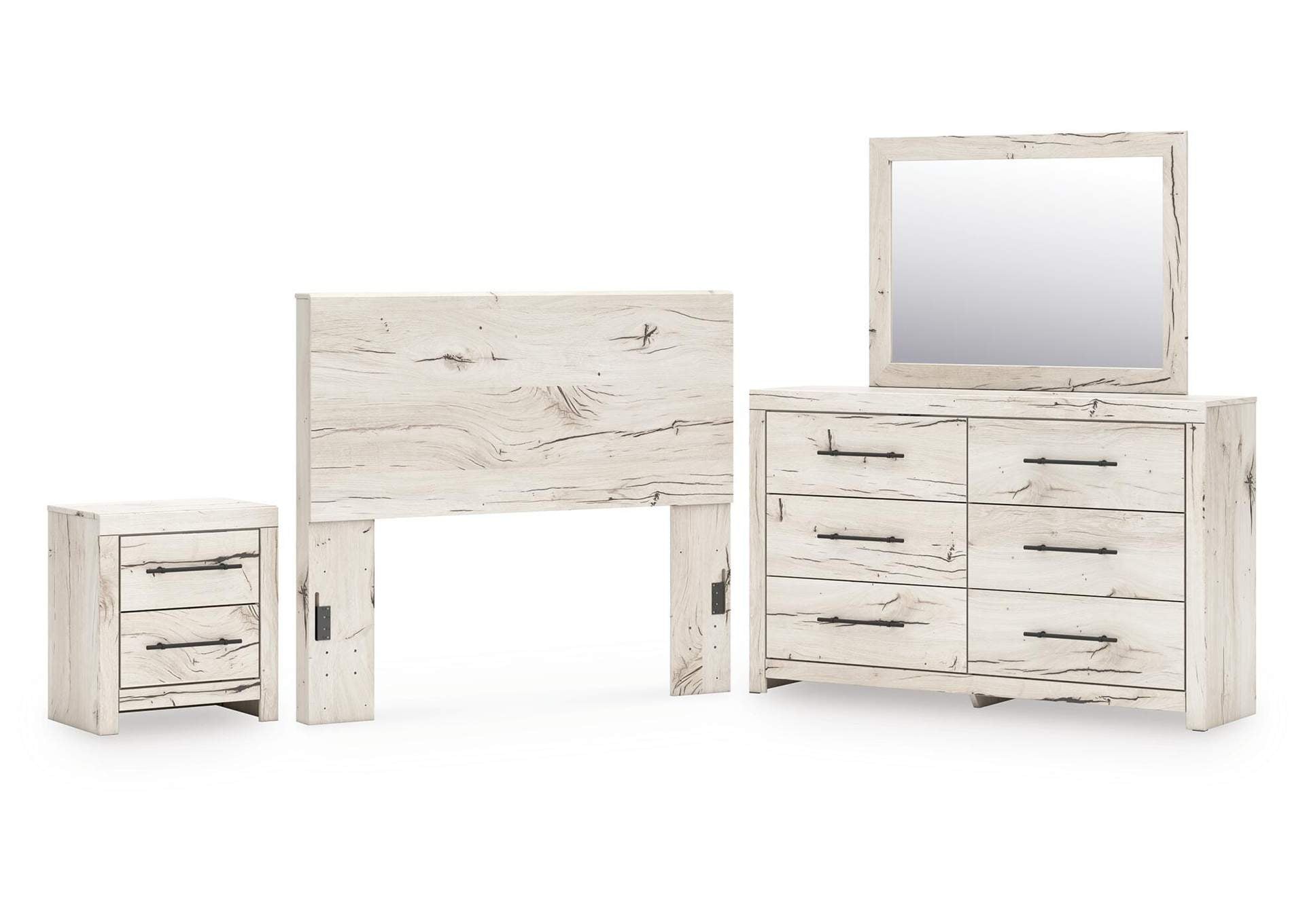 Lawroy Full Panel Headboard with Mirrored Dresser and Nightstand