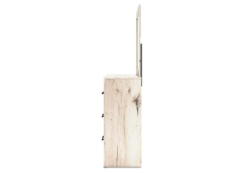 Lawroy Queen Panel Headboard with Mirrored Dresser and Chest side view