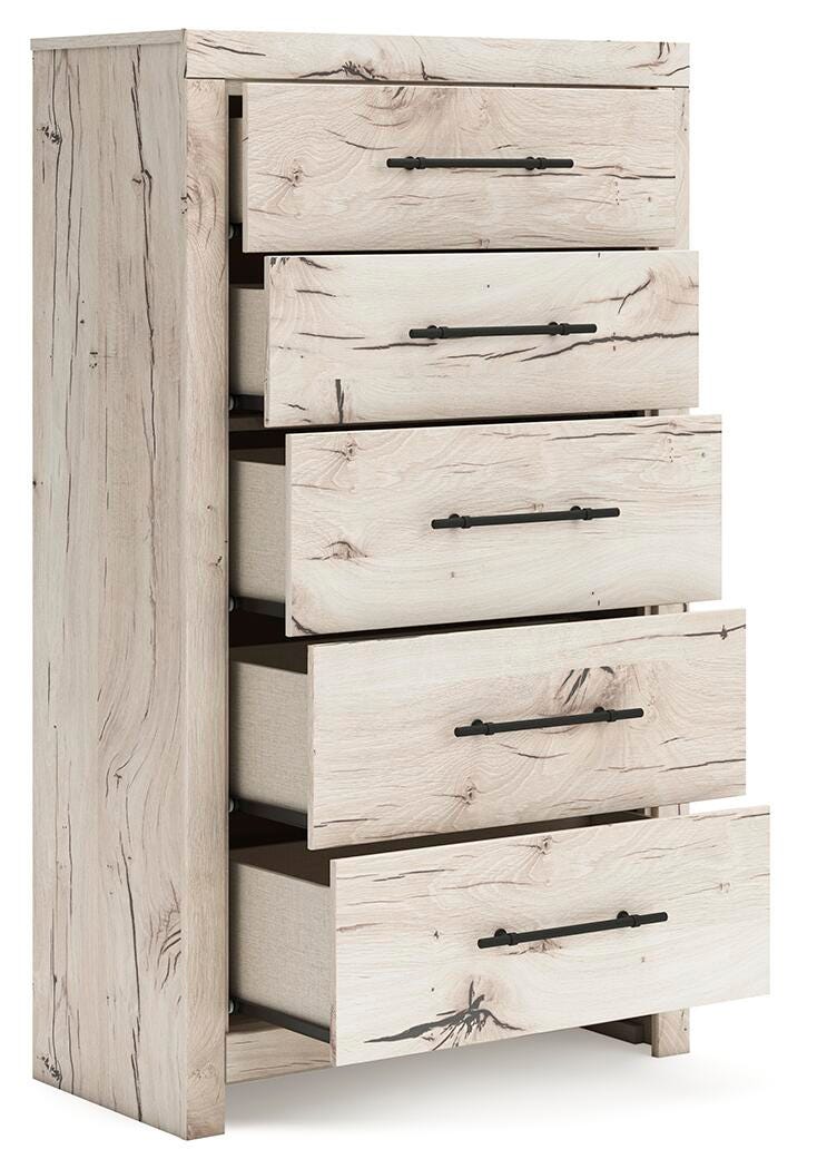 Lawroy Chest of Drawers in Light Natural, open view