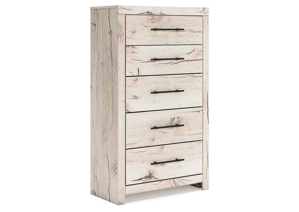Lawroy Full Panel Bed with Mirrored Dresser and Chest angled view