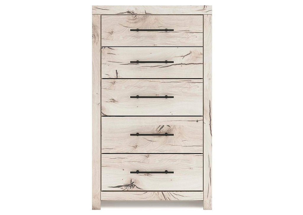Lawroy Twin Panel Bed with Mirrored Dresser, Chest and Nightstand front view