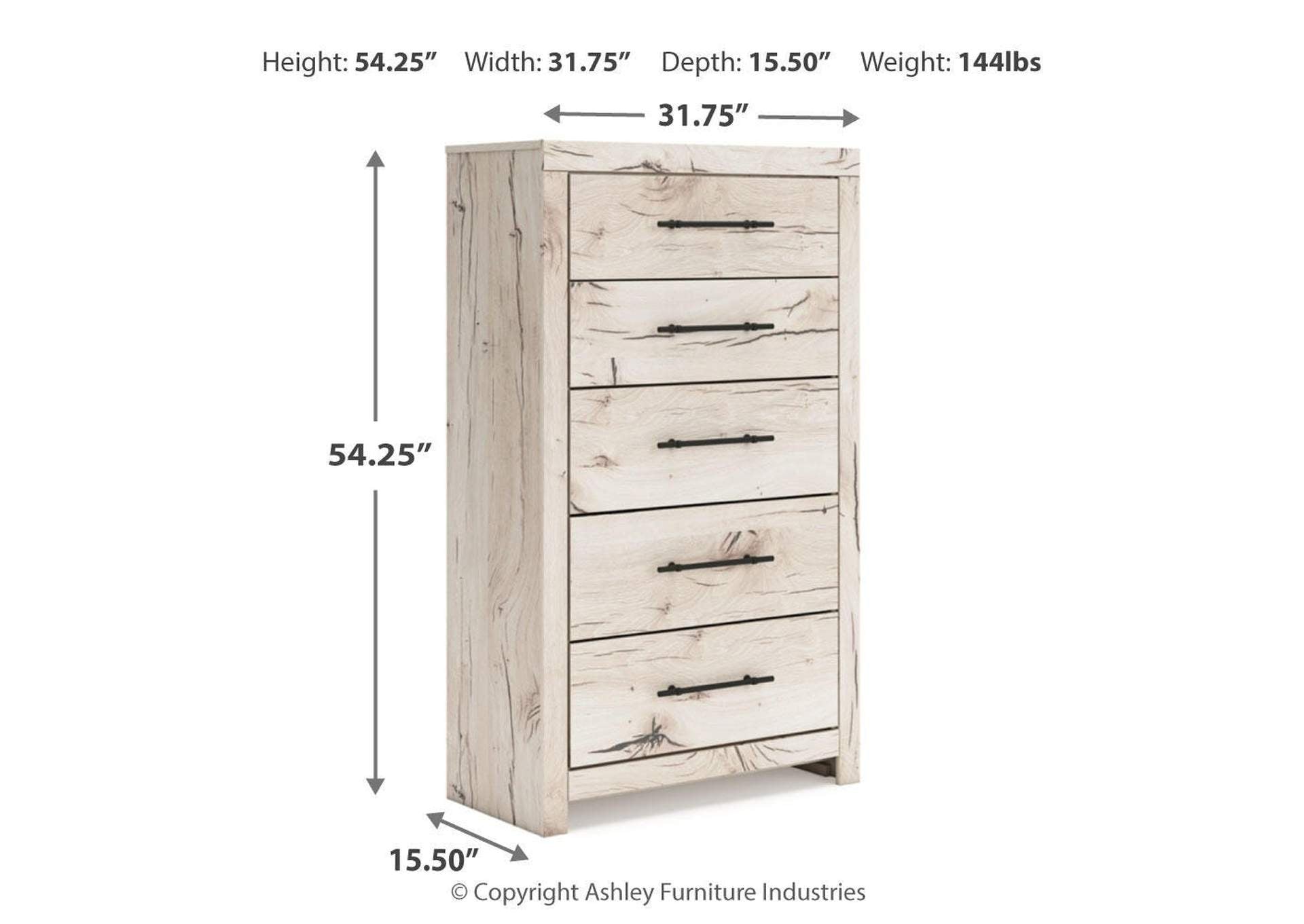 Lawroy King Panel Headboard with Mirrored Dresser and Chest dimensions