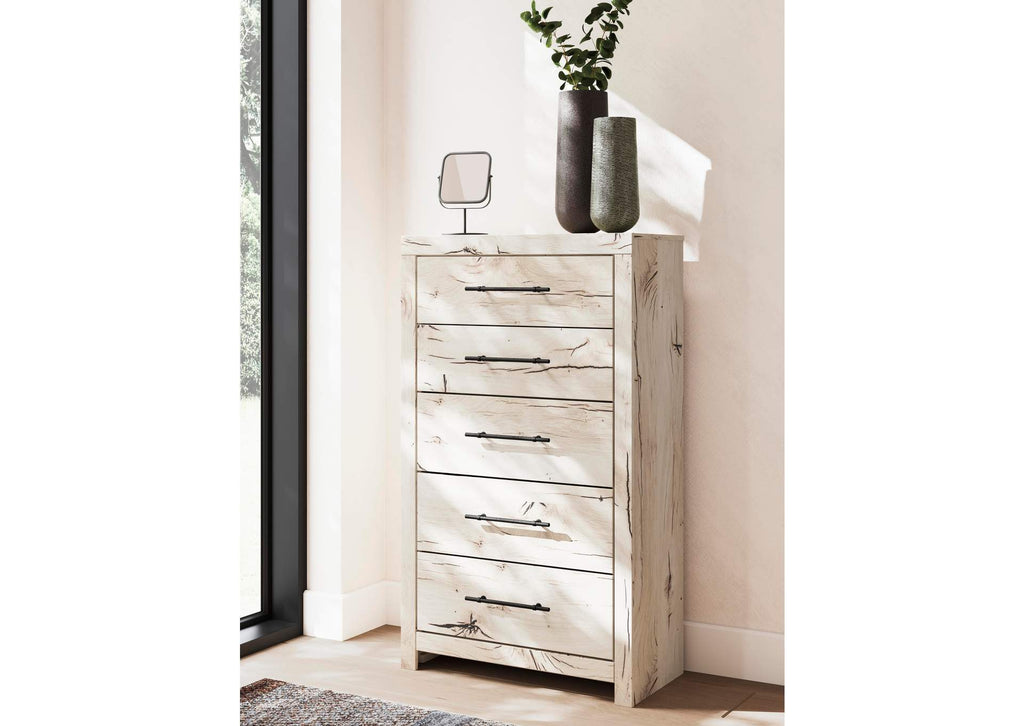Lawroy Full Panel Headboard with Mirrored Dresser and Chest