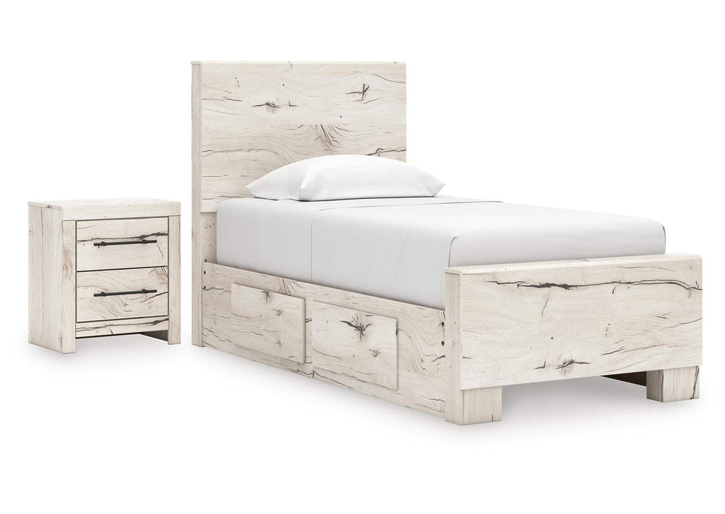 Lawroy Twin Panel Bed with Storage and Nightstand