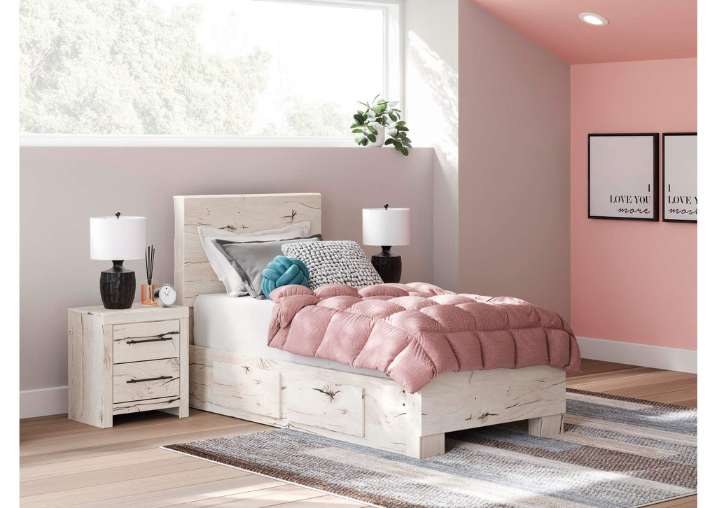 Lawroy Twin Panel Bed with Storage and Nightstand