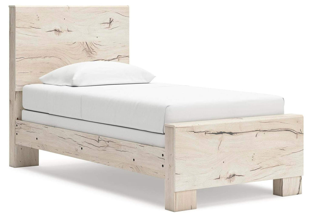 Lawroy Twin Panel Bed, Dresser and Mirror angled view