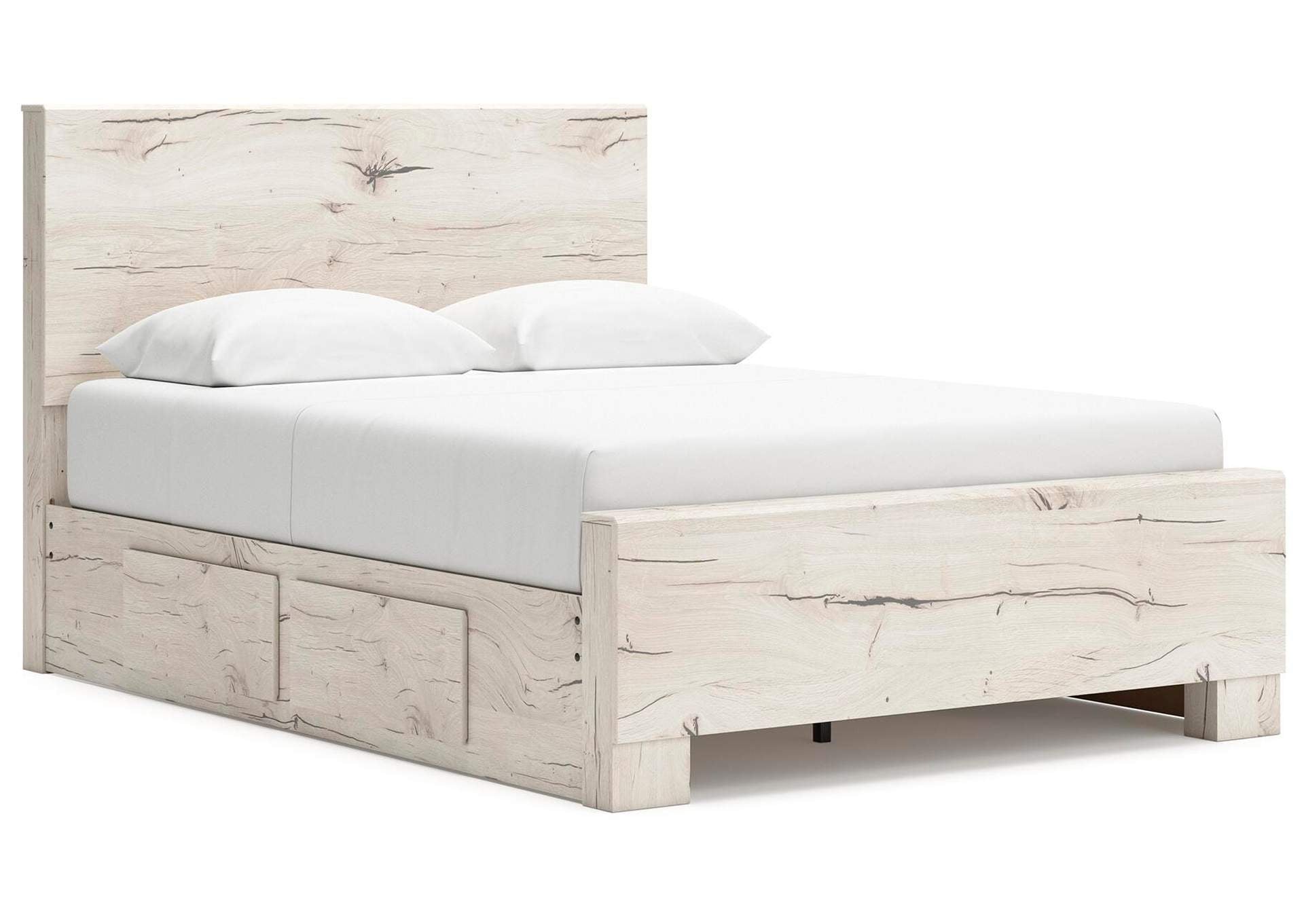 Lawroy Queen Panel Bed with Mirrored Dresser, Chest and Nightstand angled view