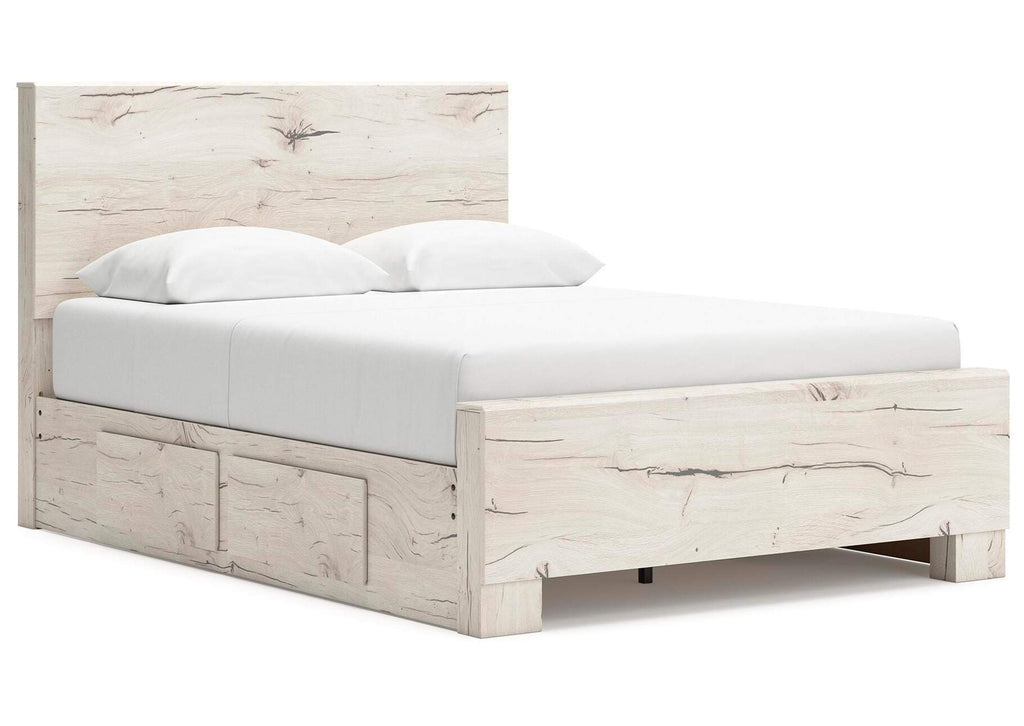 Lawroy Queen Panel Bed with Mirrored Dresser and Chest angled view