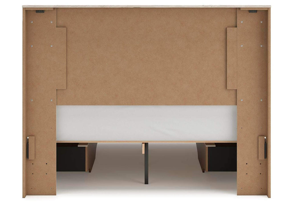 Lawroy Queen Panel Bed with Storage, Dresser and Mirror