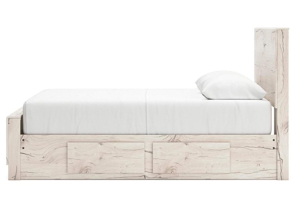 Lawroy Queen Panel Bed with Storage, Dresser, Mirror and Nightstand side view