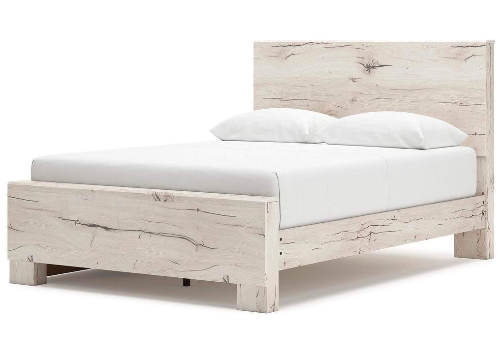 Lawroy Queen Panel Bed with Mirrored Dresser, Chest and Nightstand angled view