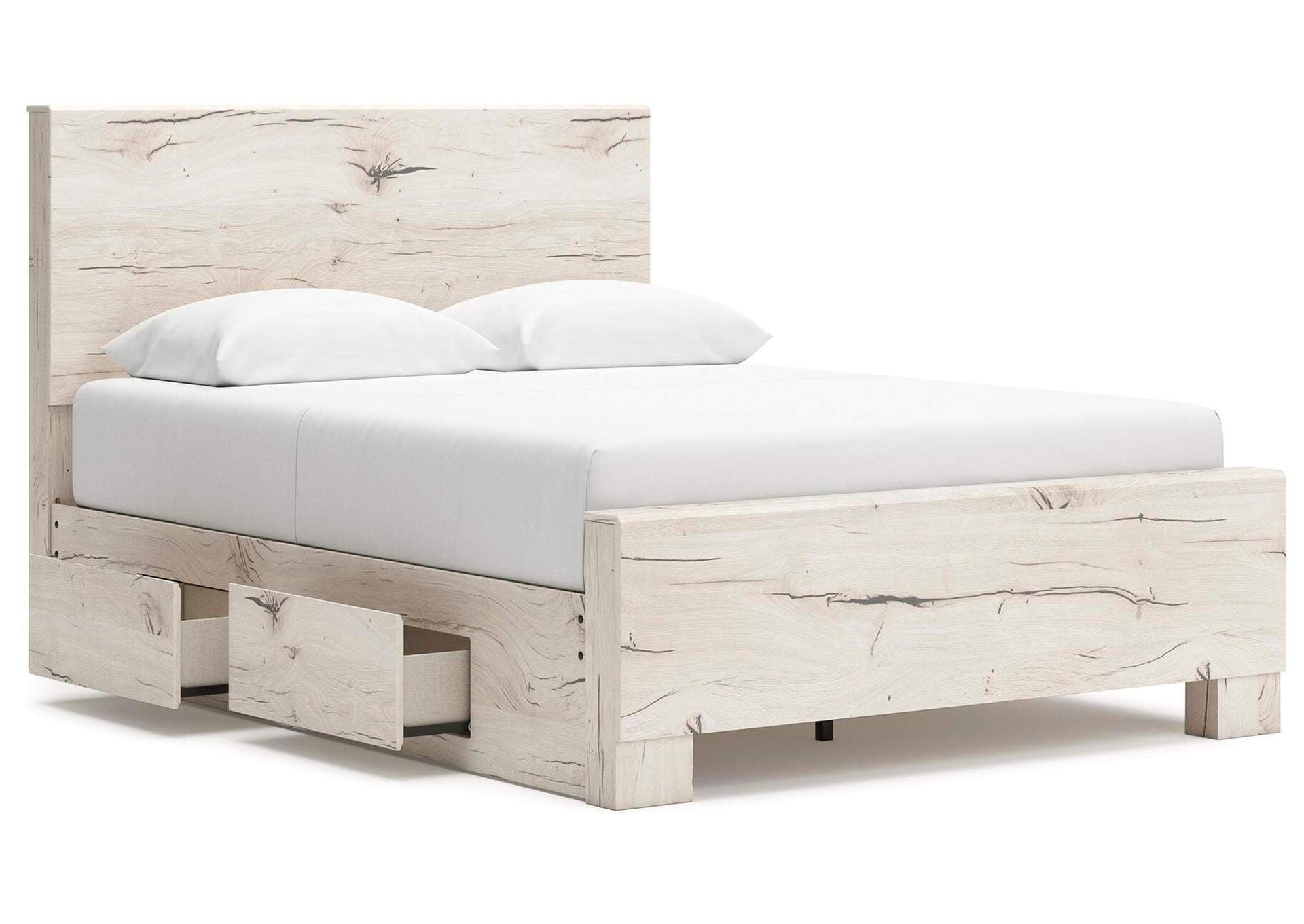 Lawroy Queen Panel Bed with Mirrored Dresser, Chest and Nightstand angled view