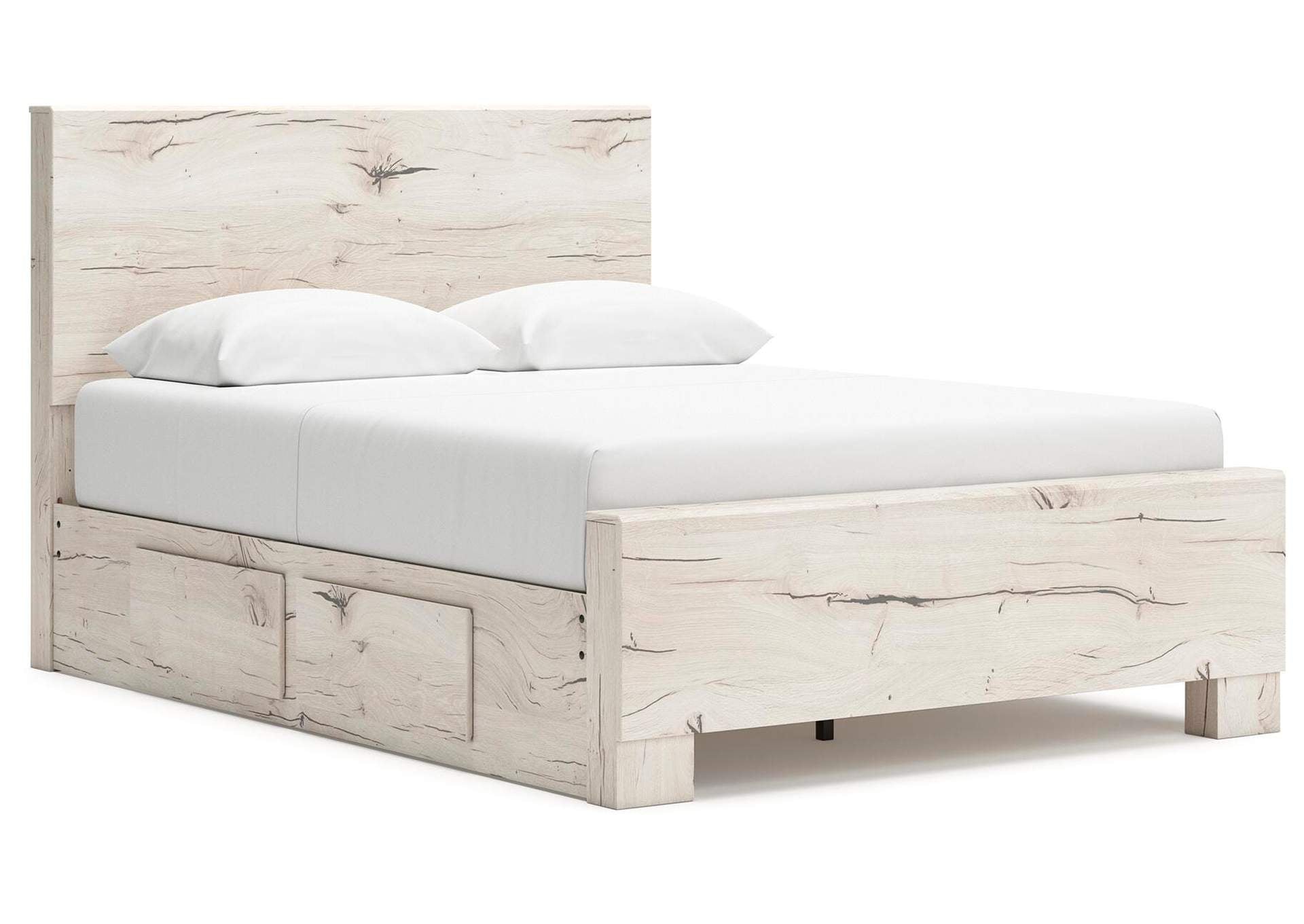 Lawroy Queen Panel Bed with Mirrored Dresser and Nightstand angled view