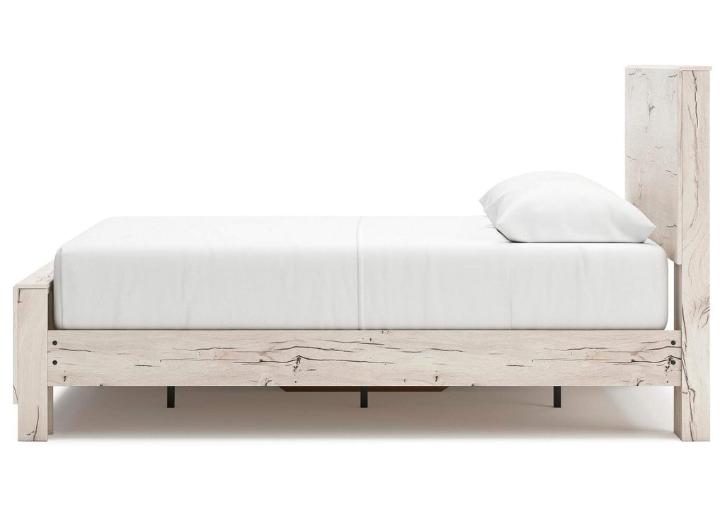 Lawroy Queen Panel Bed with Storage, Dresser and Mirror side view