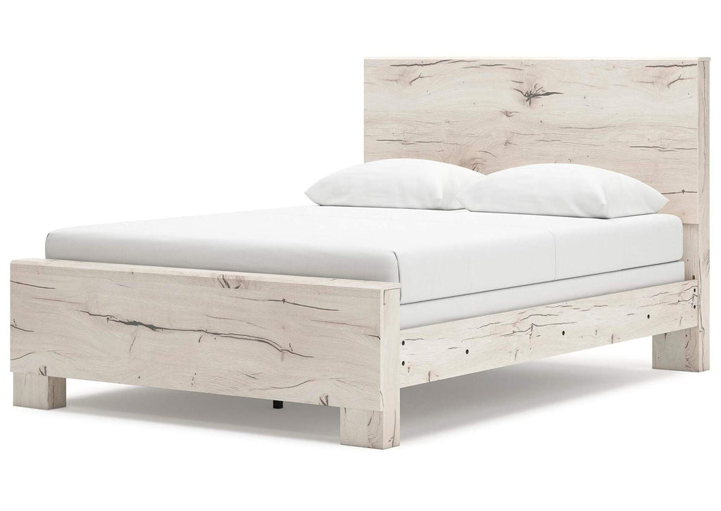 Lawroy Queen Panel Bed, Dresser, Mirror and Nightstand angled view