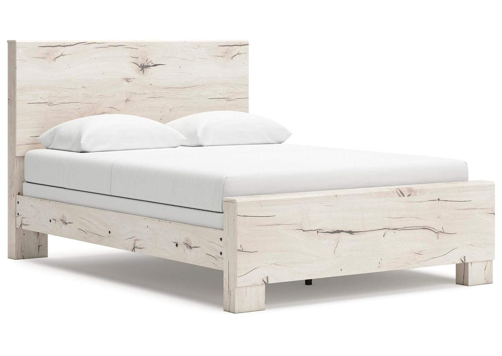 Lawroy Queen Panel Bed with Mirrored Dresser and Nightstand angled view