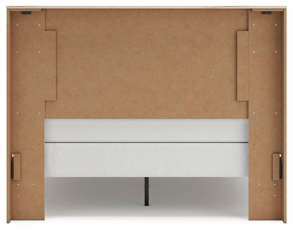 Lawroy Queen Panel Bed in Light Natural, back view
