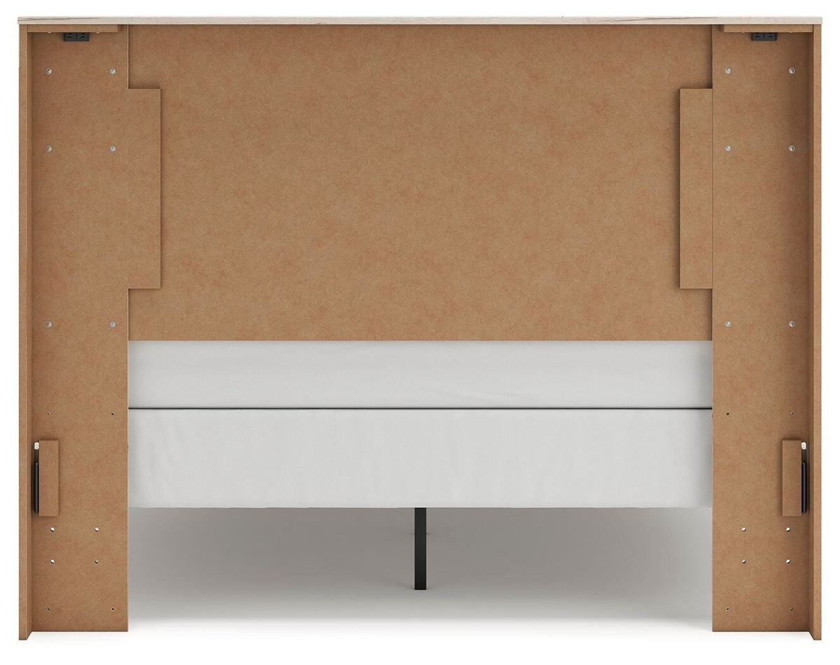 Lawroy Queen Panel Bed in Light Natural, back view