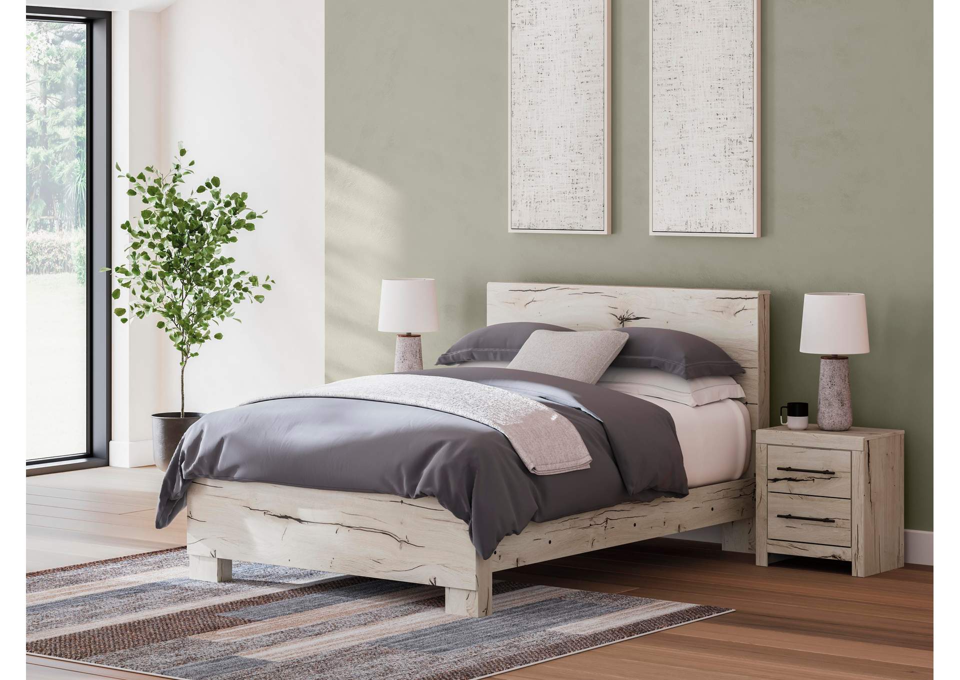 Lawroy Queen Panel Bed with Mirrored Dresser