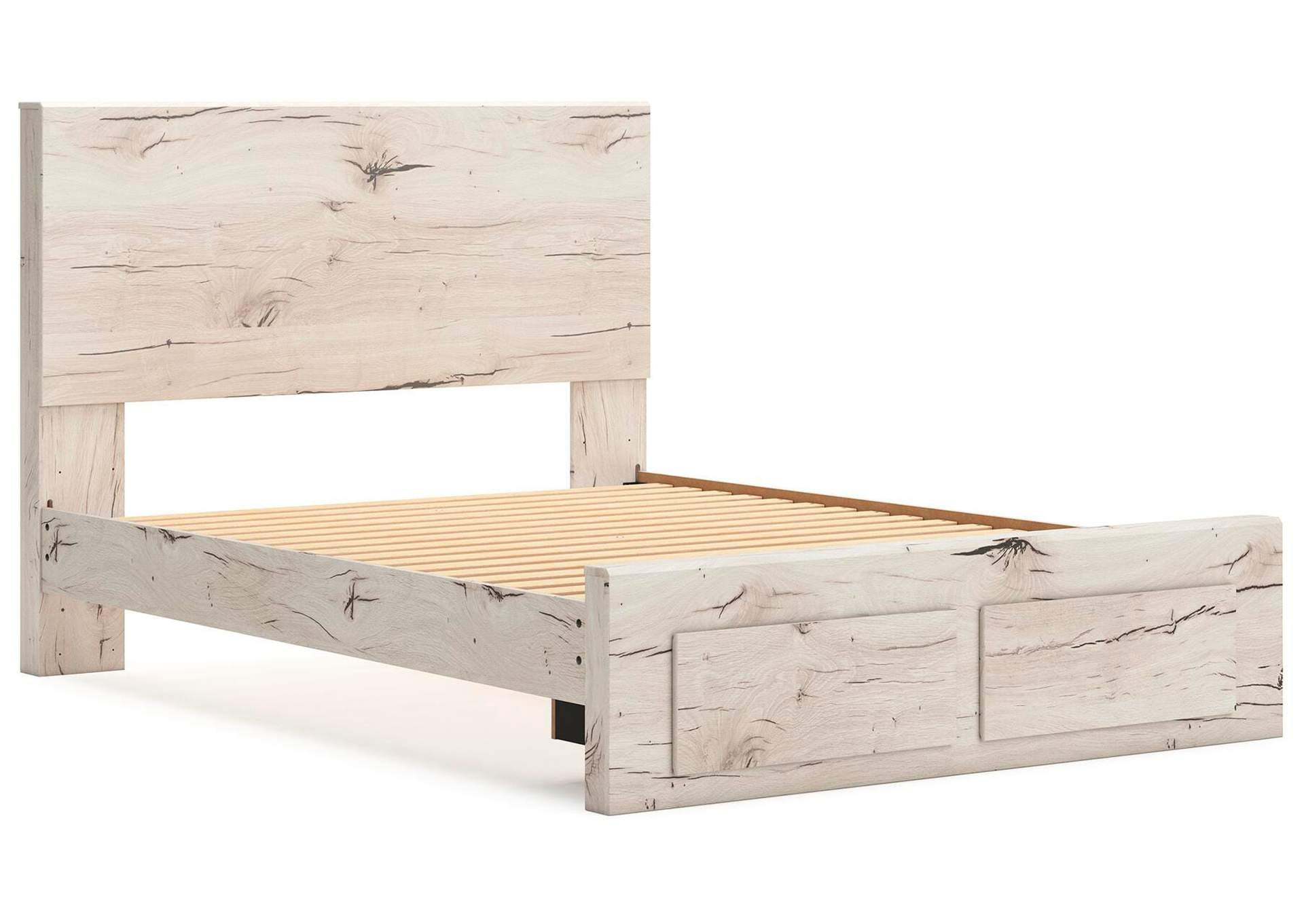 Lawroy Queen Panel Storage Bed, Dresser and Mirror angled view
