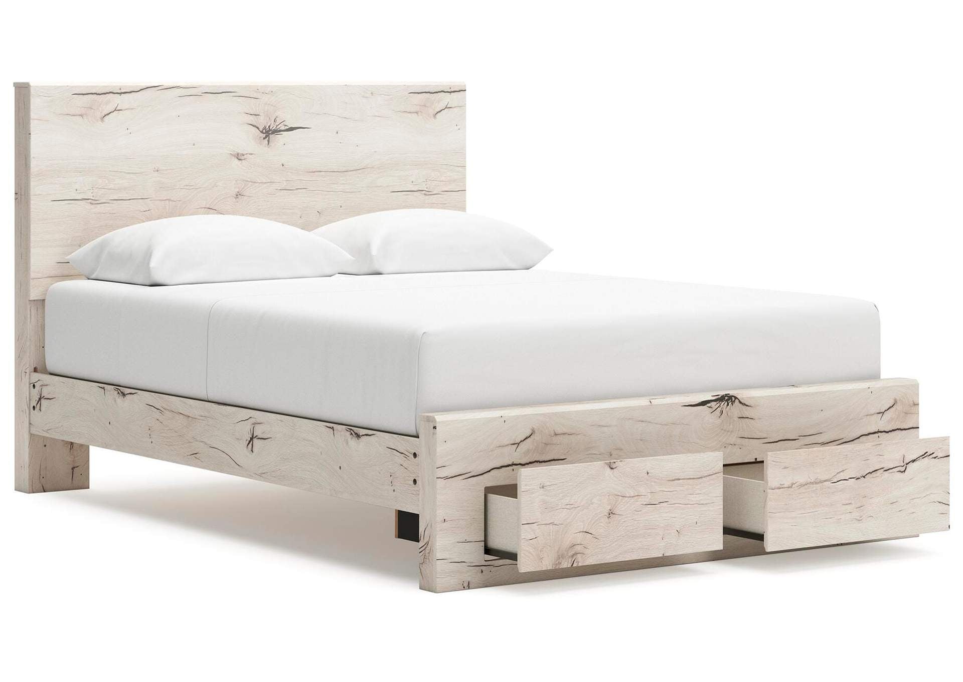Lawroy Queen Storage Bed, 2 Dressers, Mirror and 2 Nightstands angled view
