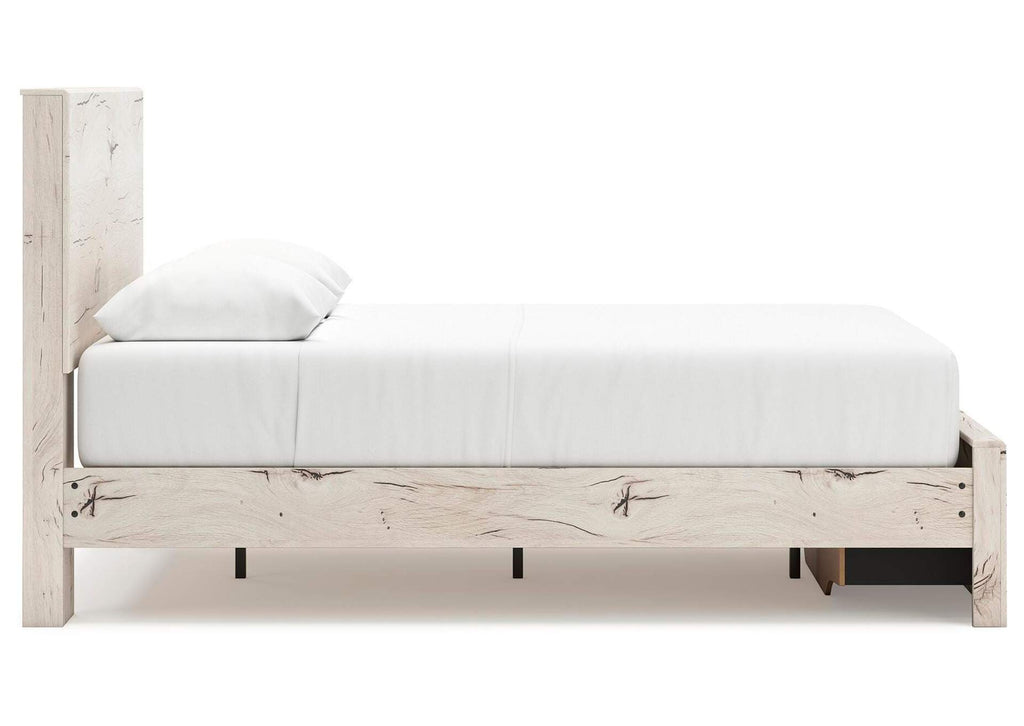 Lawroy Queen Panel Storage Bed, Dresser and Mirror side view