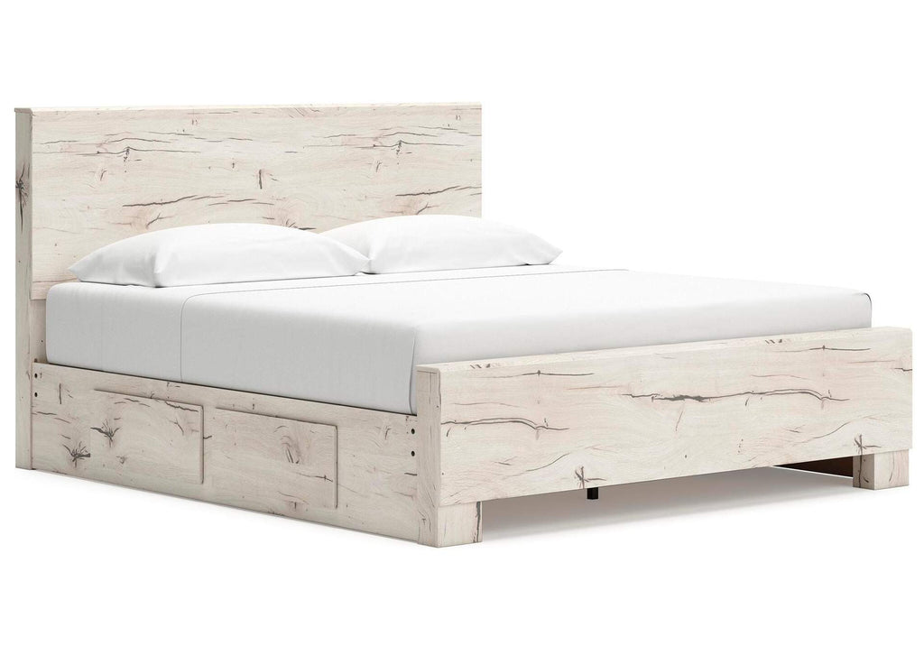 Lawroy King Panel Bed with Mirrored Dresser angled view