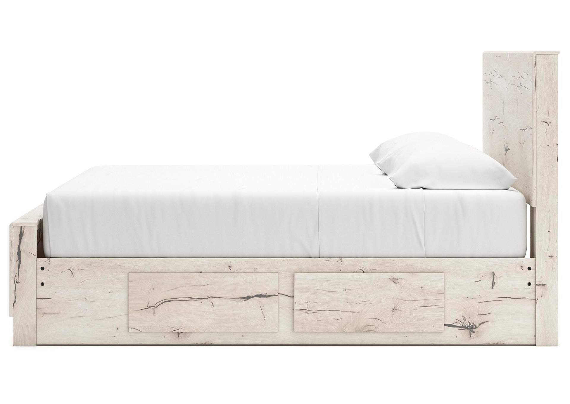 Lawroy King Panel Bed with Storage, Dresser and Mirror side view