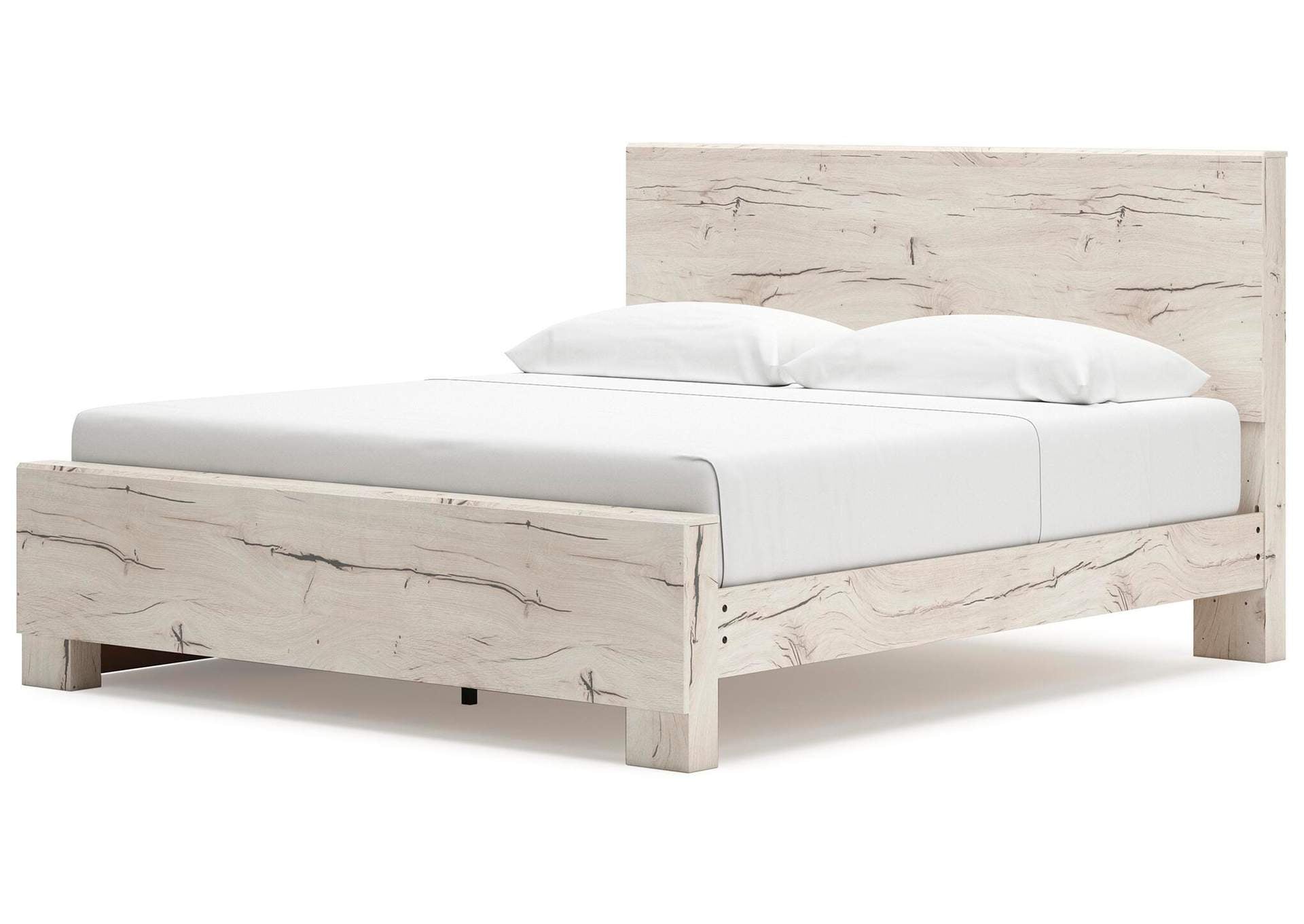 Lawroy King Panel Bed with Storage, Dresser and Mirror angled view